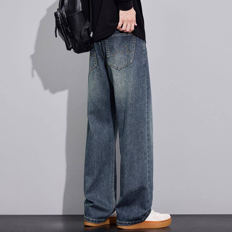 nologo official美式高街牛仔裤男士春秋2026新款宽松直筒阔腿裤