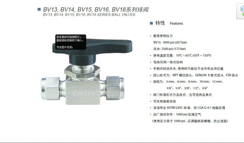 捷锐BV13/BV/BV15NV12,NV13系列球阀 NV42高压针阀 NV53系列针阀