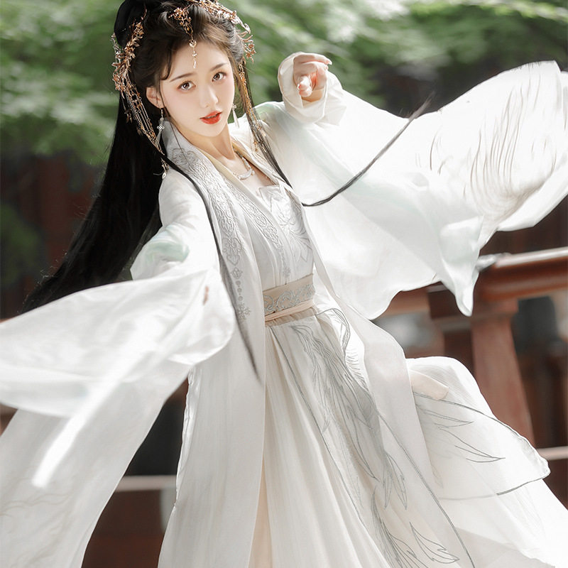 2026新款宋制绝美汉服女仙气飘飘白色大袖衫齐腰襦裙武侠风日常春