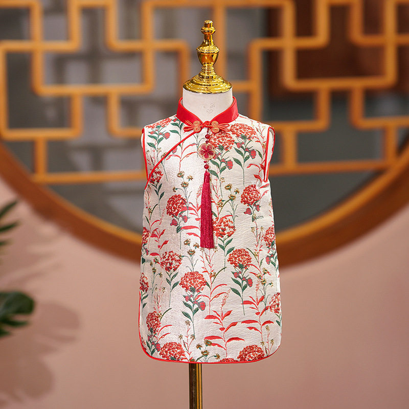 2026新款女童旗袍连衣裙婴儿一周岁衣服百日宴唐装中国风女宝宝抓