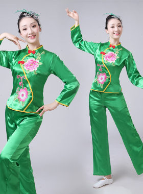 2026新款广场民族女秧歌服表演腰鼓舞蹈服装中老年扇子舞现代广场