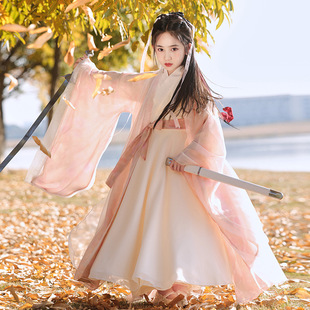 2026新款中国风女童汉服超仙儿童交领唐装广袖仙女连衣裙夏季套装