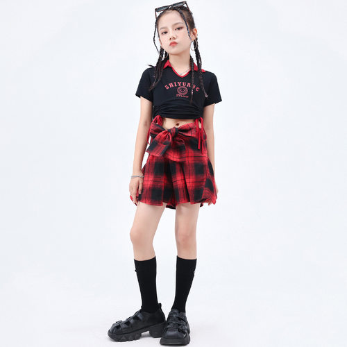 2026新款儿童爵士舞演出服女童潮酷时髦炸街夏季露脐JAZZ舞蹈