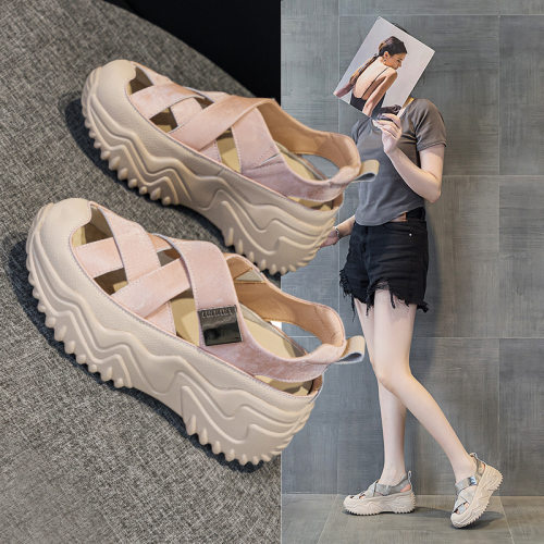 2026新款Z8808内增高7CM老爹鞋女夏季百搭韩版厚底镂空高