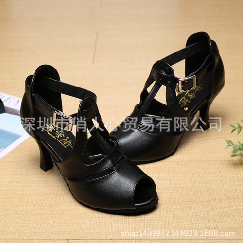 2026新款牛皮拉丁舞鞋女高跟成人跳舞鞋专业软底舞蹈鞋舞鞋厂家高