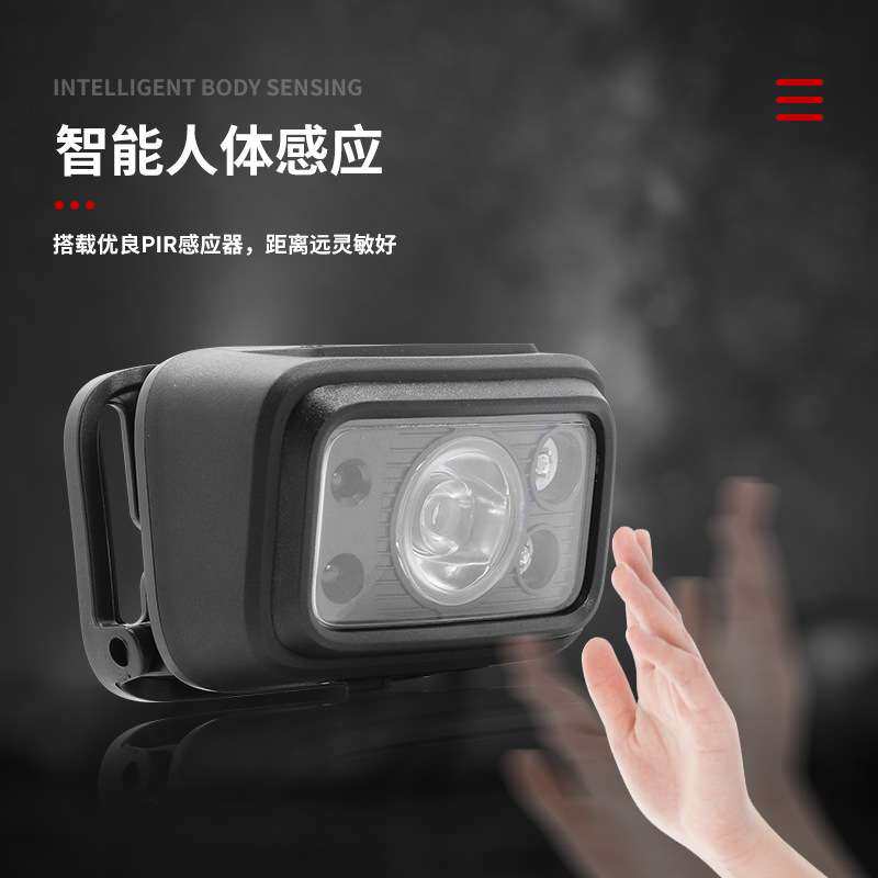 新款外贸跨境户外感应头灯强光充电照明灯手电骑行夜晚探洞led灯