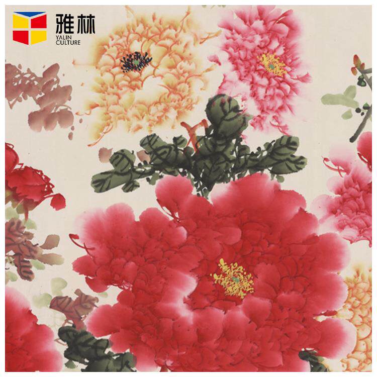 艺术微喷横款画芯富贵大吉牡丹客厅挂画大幅酒店配画单联装饰画