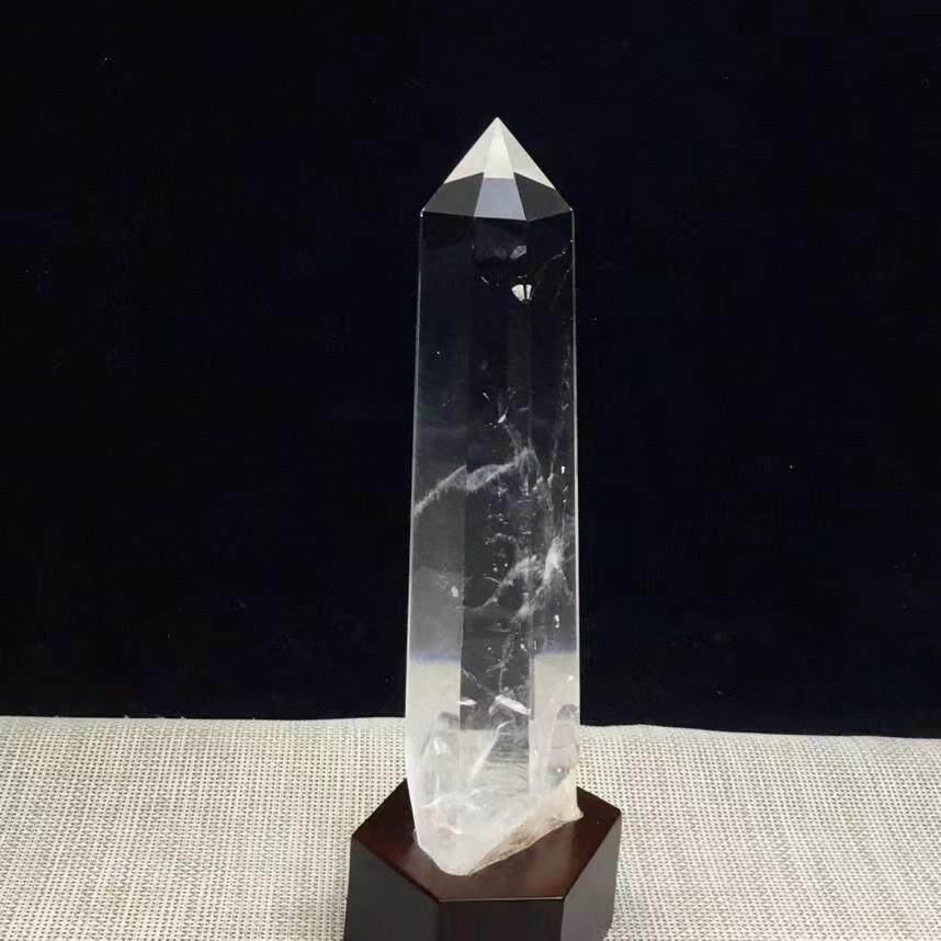 厂家直发白水晶柱 白水晶柱单尖棱柱白水晶原石打磨水晶摆件工厂