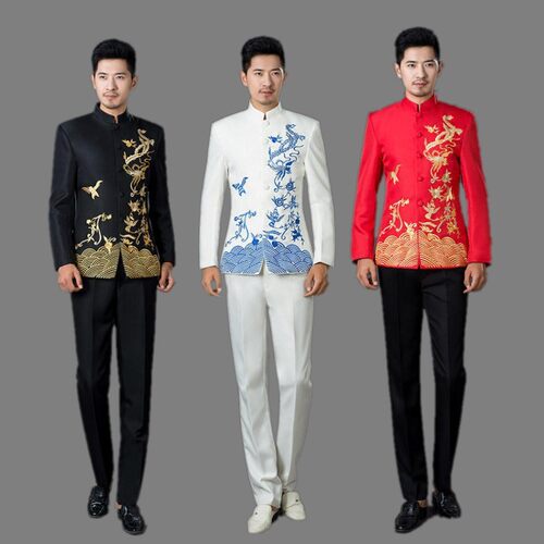 2026新款成人中山装大合唱服演出服男中老年古筝二胡朗诵主持表演