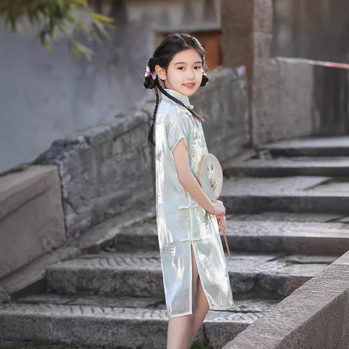 2026新款夏款薄款儿童旗袍连衣裙唐装洋气女童汉服刺绣古风旗袍裙