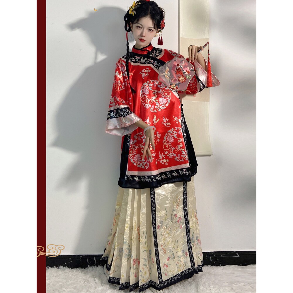 2026新款原创晚清汉女汉服春夏季古董衣格格旗装改良对襟圆领古装