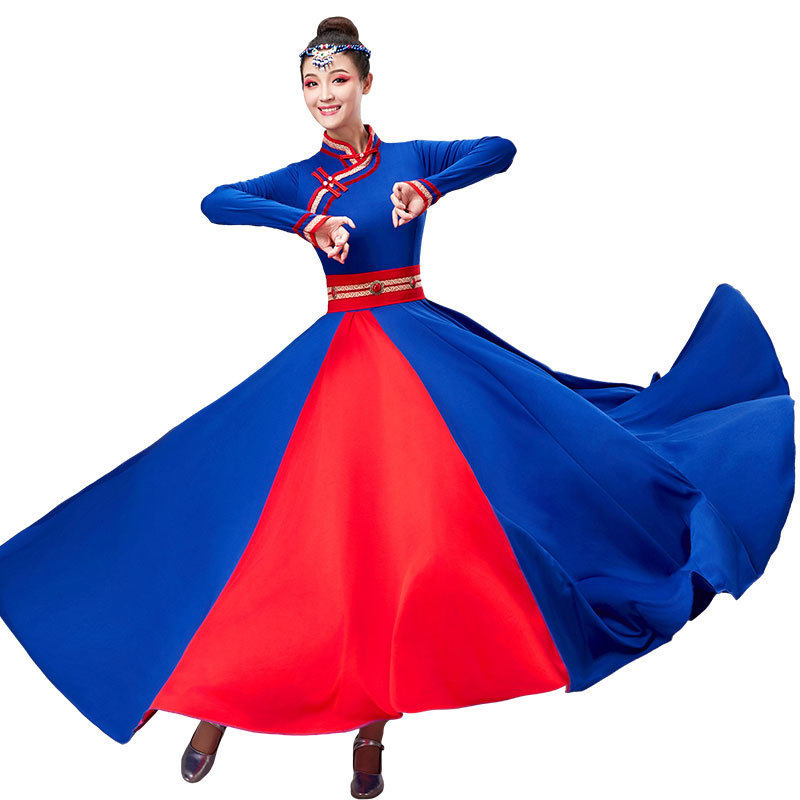 2026新款蒙古舞蹈服装女草原舞白马舞艺考集训班蒙古舞练习大摆裙
