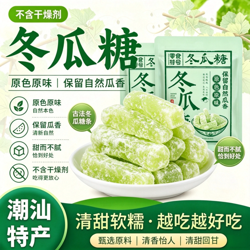 潮汕老式冬瓜糖条蜜饯蔬果干手工冰糖冬瓜条休闲零食年货批发特价