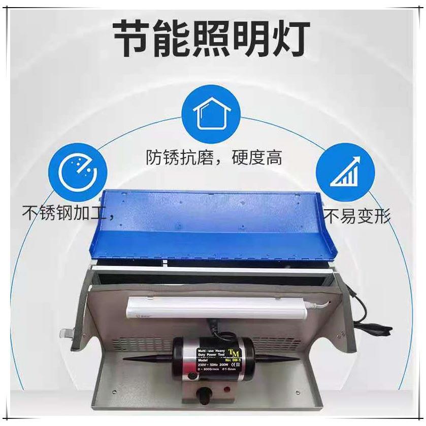 DM-5台式双头吸尘抛光机 带灯管可调速双头布轮机首饰抛光打磨机