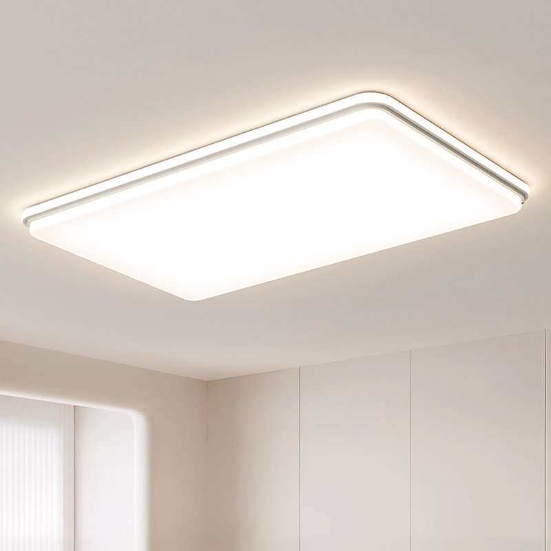 奶油风长方形吸顶灯客厅灯现代简约大气卧室餐厅主灯led组合灯具