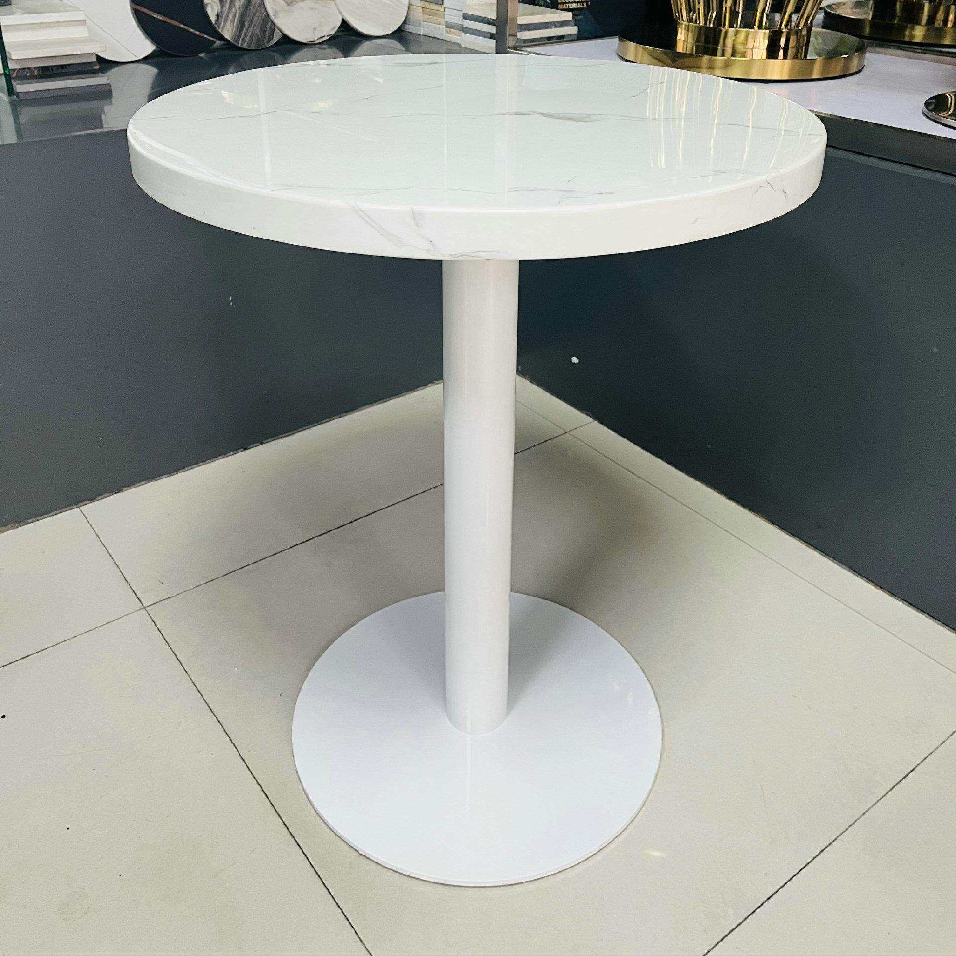 不锈钢洽谈桌白色烤漆五金桌脚大理石桌子 茶几餐桌吧台餐厅