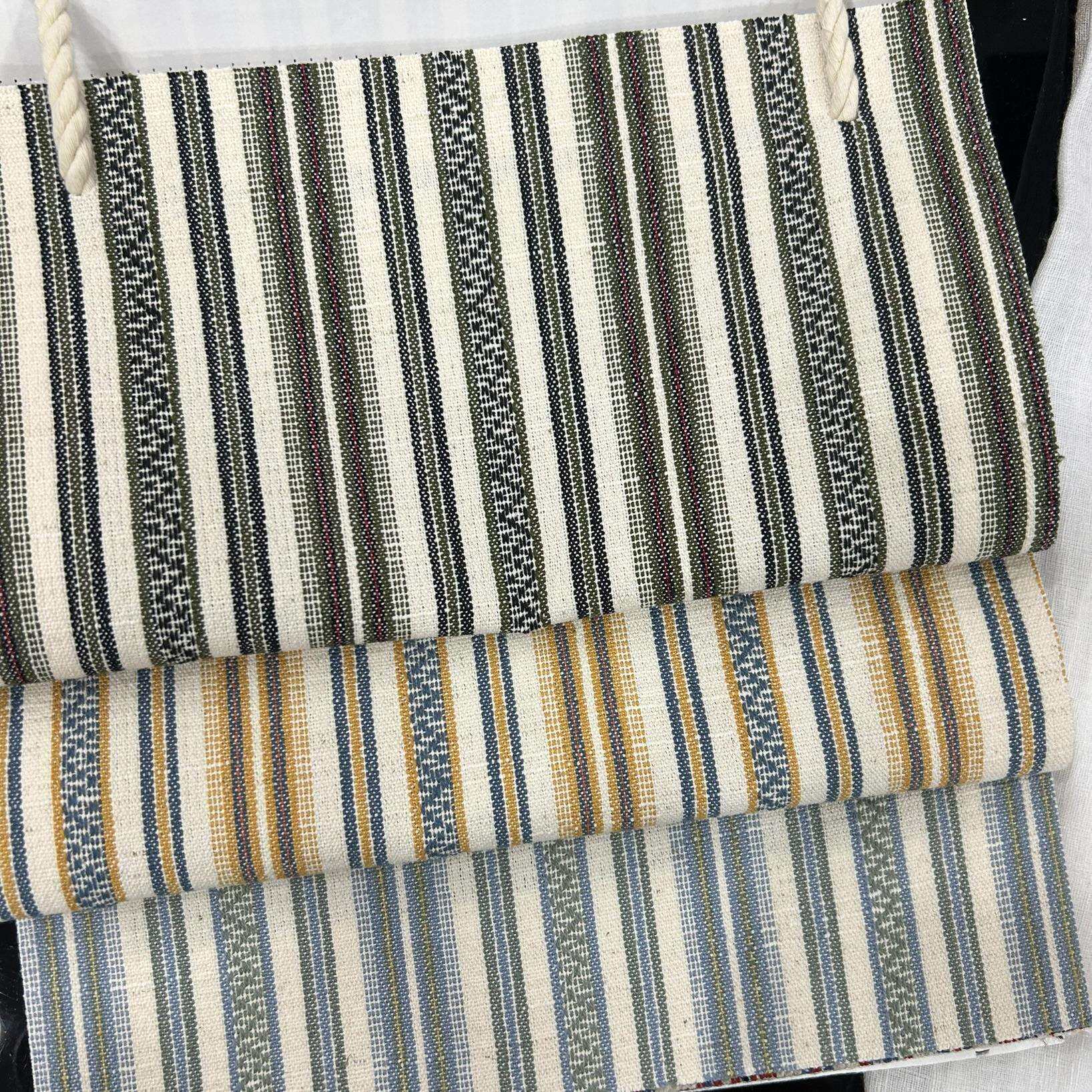 棉布条纹红色蓝色绿色彩色彩色复古现代田园条纹棉布面料