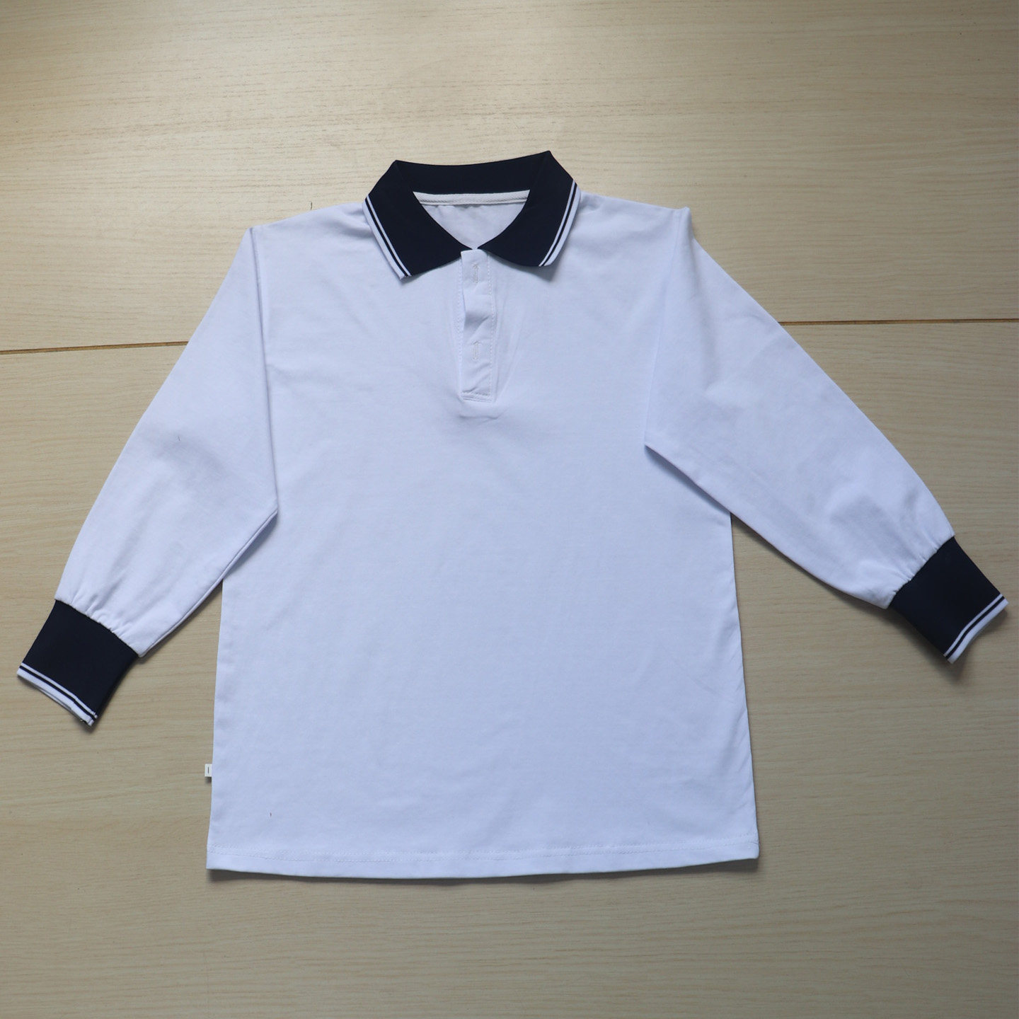 春秋学生校服白长袖POLO衫定制