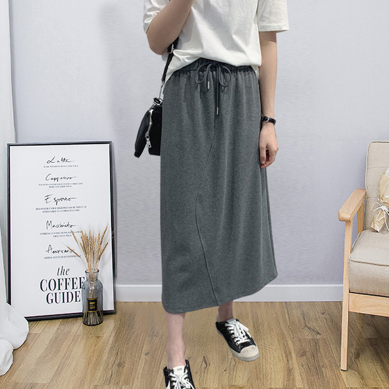 春夏高腰大码灰色运动半身裙女气质休闲显瘦时尚一步裙中长款