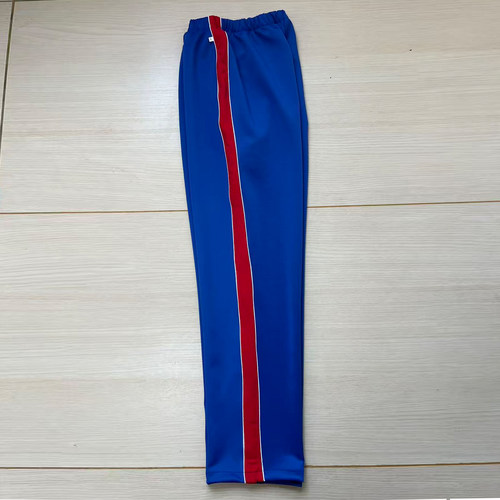 宝蓝直口大红宽杠前后白绳校服裤
