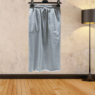 黑色中长款后开叉半身裙女夏季新款高腰休闲运动大码百搭卫衣棉