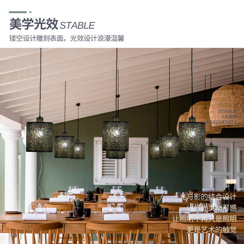 镂空吊灯铁艺餐厅工艺装饰艺术吧台灯客厅LED吊线灯厂家