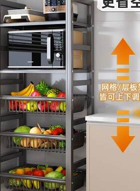 厨房置物架家用简易货架落地式多层蔬菜置物架多功能碗盘子收纳架