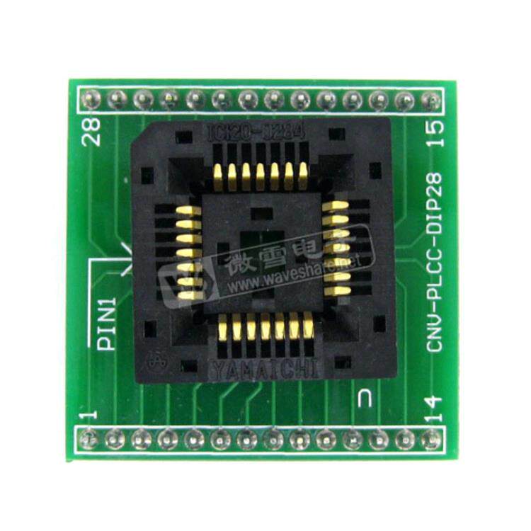 PLCC28转DIP28编程座IC测试座 IC120-0284-008带板引脚间距1.27mm