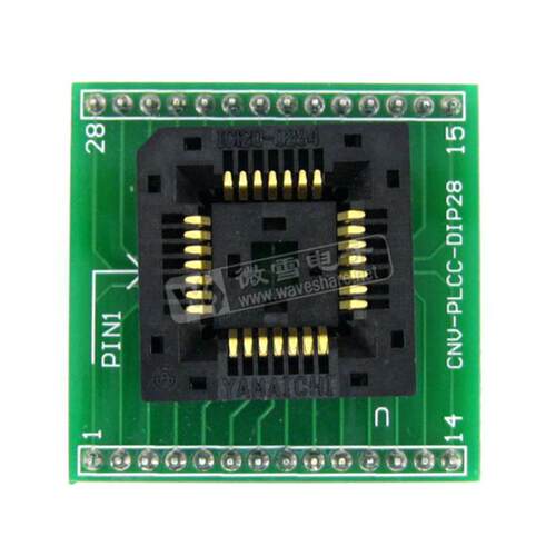 PLCC28转DIP28编程座IC测试座 IC120-0284-008带板引脚间距1.27mm