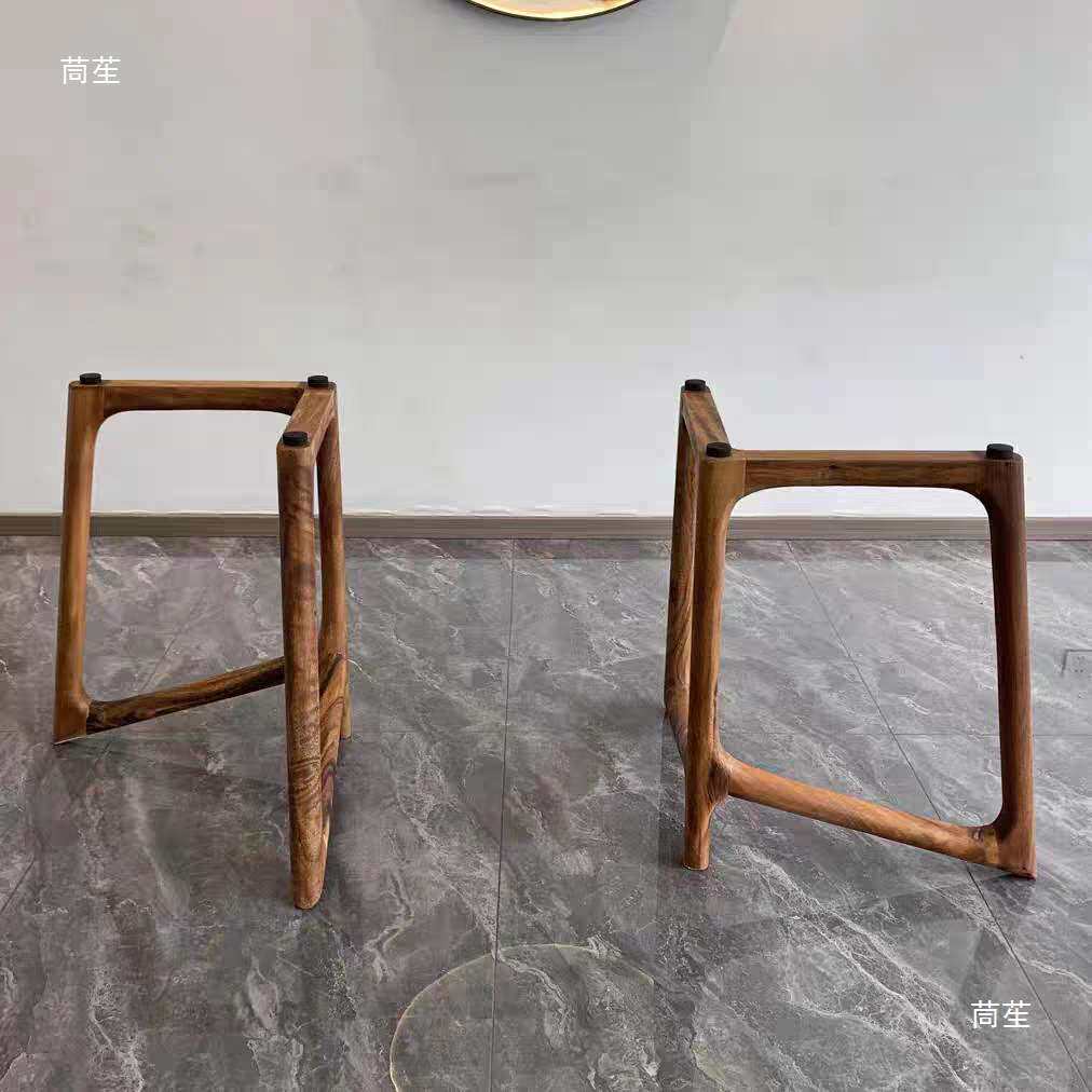 实木蝴蝶造型桌腿支架大板脚架原木桌腿大理石岩板桌脚桌子腿支架