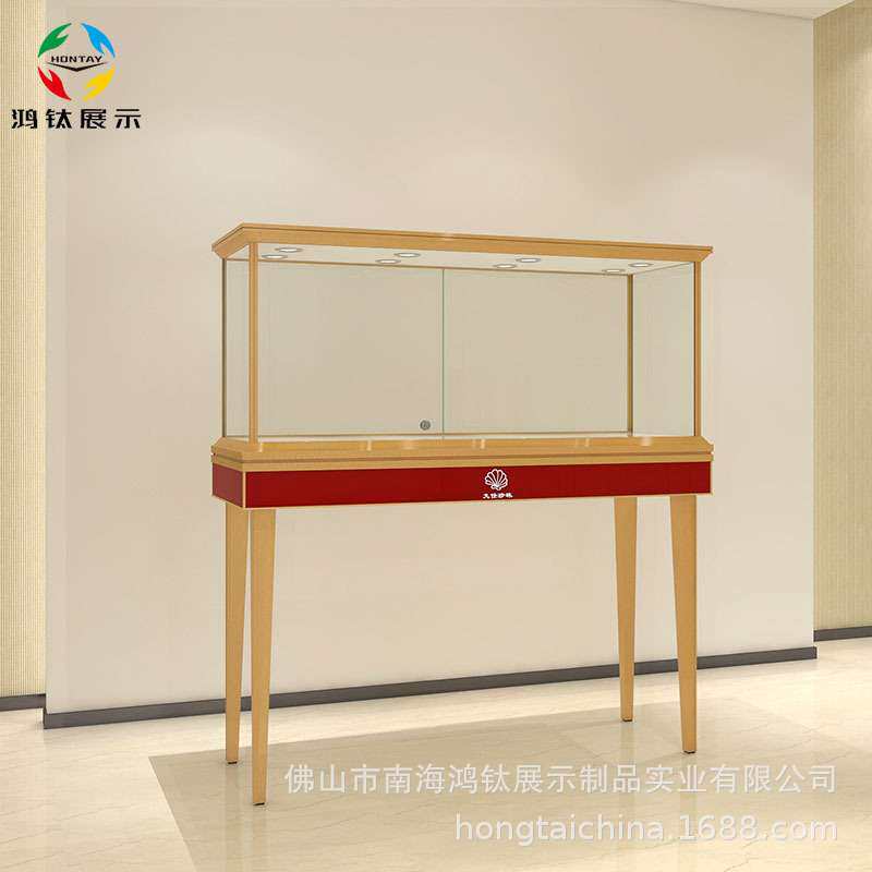 新款铝合金钢化玻璃珠宝展柜商用橱窗饰品陈列柜带锁防尘展示柜