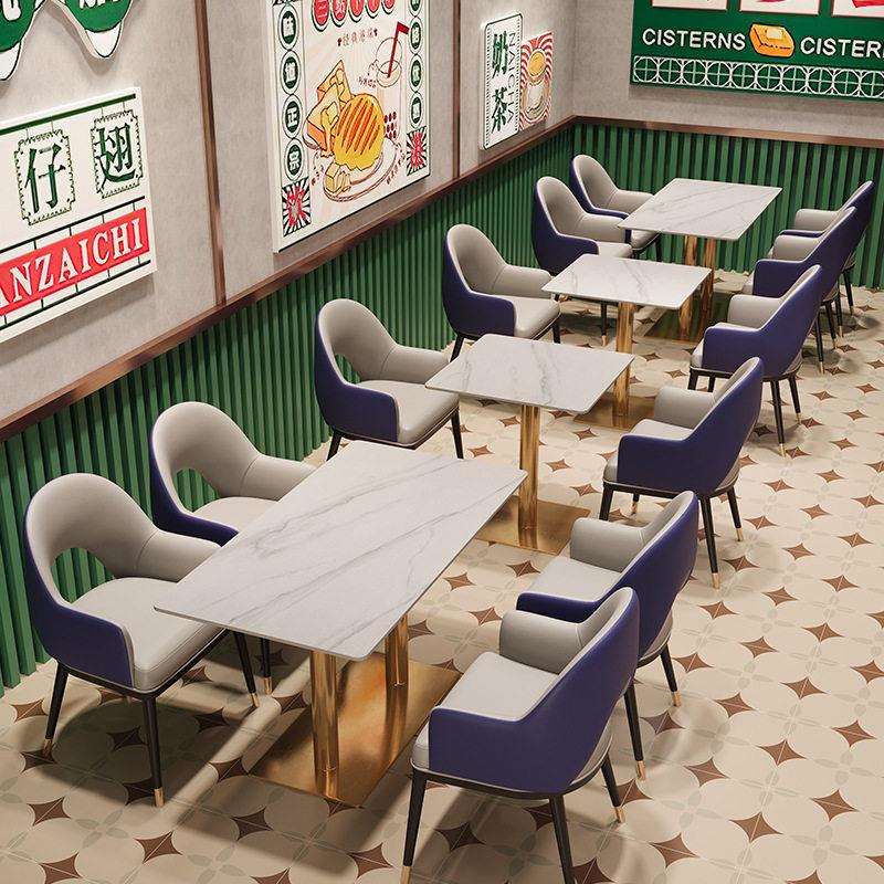 商用岩板餐桌小吃店粉面馆饭店餐饮西餐厅椅子奶茶咖啡店桌椅组合