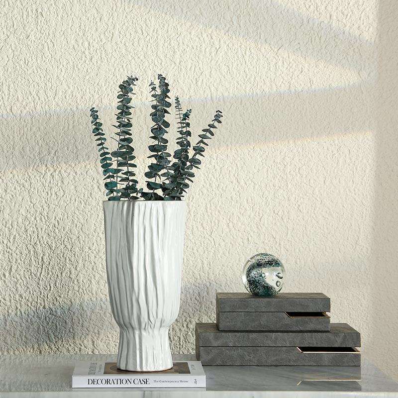 北欧家居白色陶瓷树干花瓶设计师样板间摆件客厅插花餐桌软装饰品