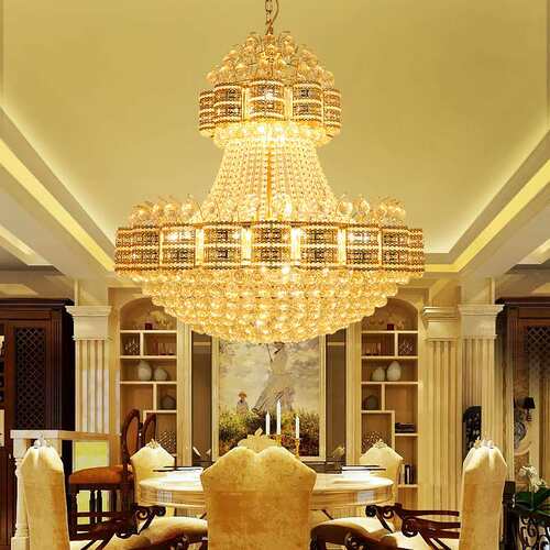 金色水晶客厅吊灯现代别墅复式楼楼中楼吊灯酒店大堂楼梯灯91445