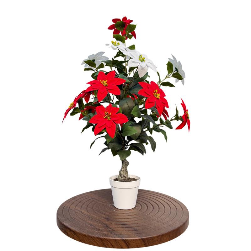 仿真花北欧仿真山茶花盆栽假花绿植客厅装饰摆件室内落地仿真植物