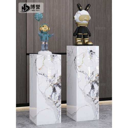 2P80大理石摆件底座客厅入户门玄关办公室电视柜旁边落地装饰品花