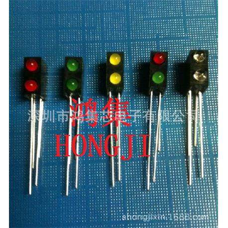 LED灯座含灯 双孔座 3MM指示灯2孔灯座 90度方形座 红色+红色灯珠