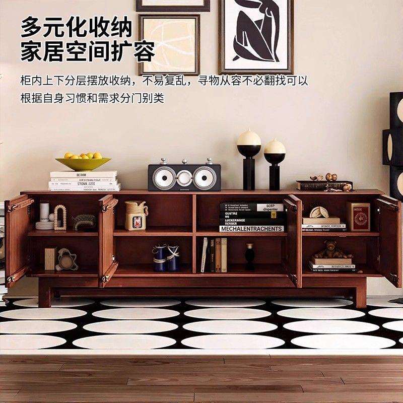 中古风实木电视柜小户型客厅家用法式复古储物收纳柜北欧简约置物