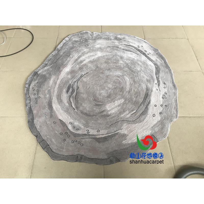 新中式抽象灰色水墨画椭圆形客厅茶几地毯餐厅书桌阳台玄关门口垫