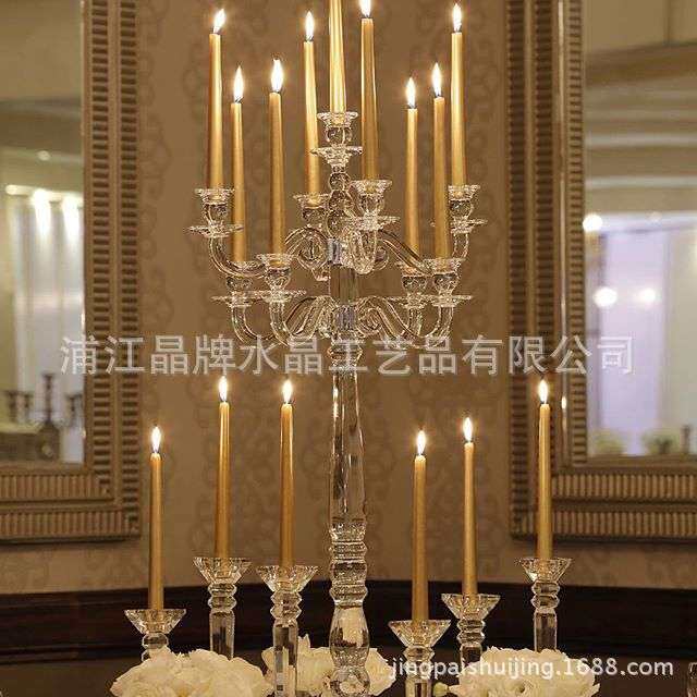 欧式高档水晶烛光晚餐蜡烛台 K9浪漫简约餐桌摆件 酒店KTV用品