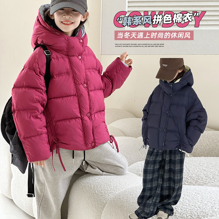 拼色棉衣降温女童羽绒棉
