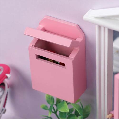 1：12迷你娃娃屋配件DOLLHOUSE家具摆件OB11粉色邮箱彩色门圣诞圈