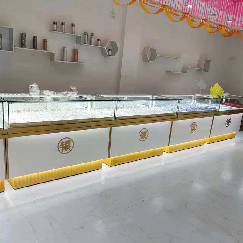 珠宝展示柜黄金首饰展览柜饰品不锈钢玻璃柜台玉器银饰陈列柜