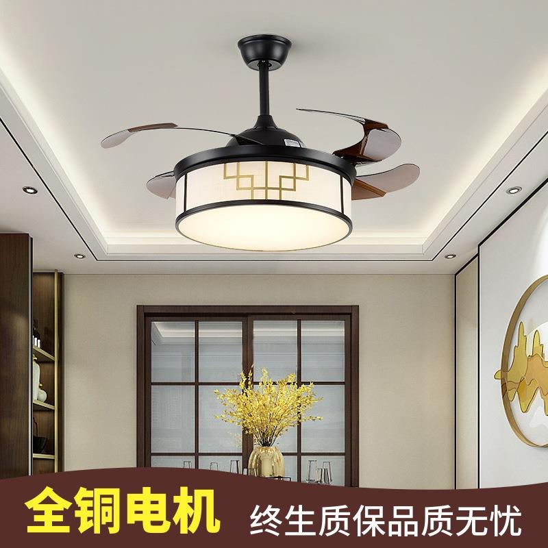 新中式吊灯带电风扇灯家用客厅遥控隐形led吊扇灯卧室饭厅餐厅灯