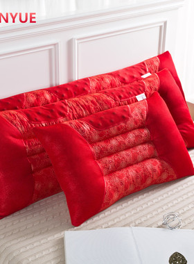 大红色结婚枕芯 决明子保健枕头单双人长枕头 护颈椎1.2m1.5m1.8m