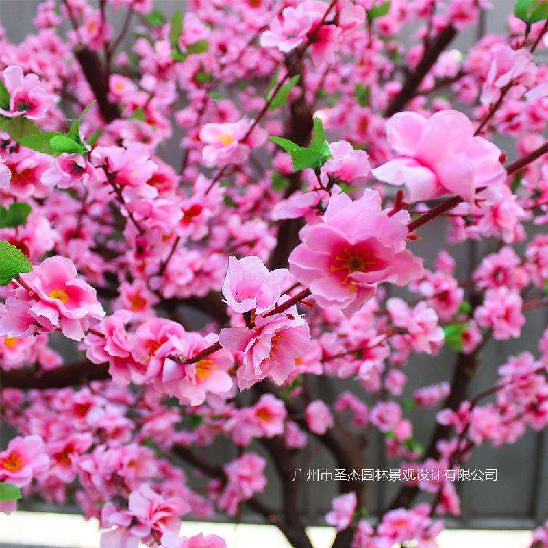 厂家直销仿真桃花树室内假桃花树人造阻燃绢布假花婚庆装饰仿真树