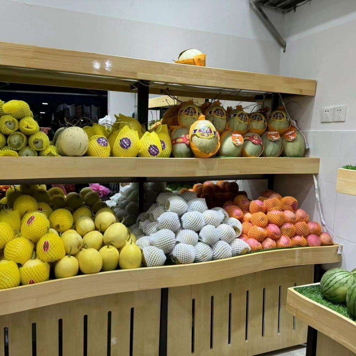 百果园水果货架展示架水果店货架超市果蔬架多层创意木质水果架