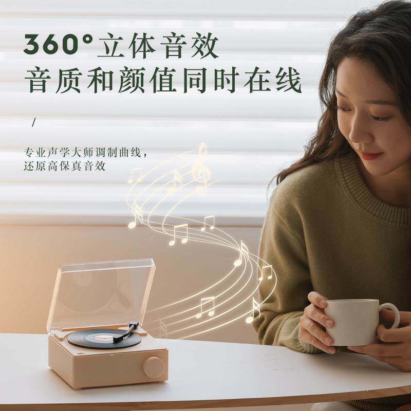 新款X11闹钟音箱复古黑胶唱机音箱厂家现货插卡原子音箱跨境