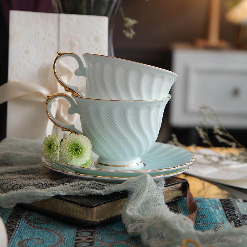 轻奢简约陶瓷咖啡杯碟套装欧式小奢华骨瓷花茶杯勺红茶下午茶杯具