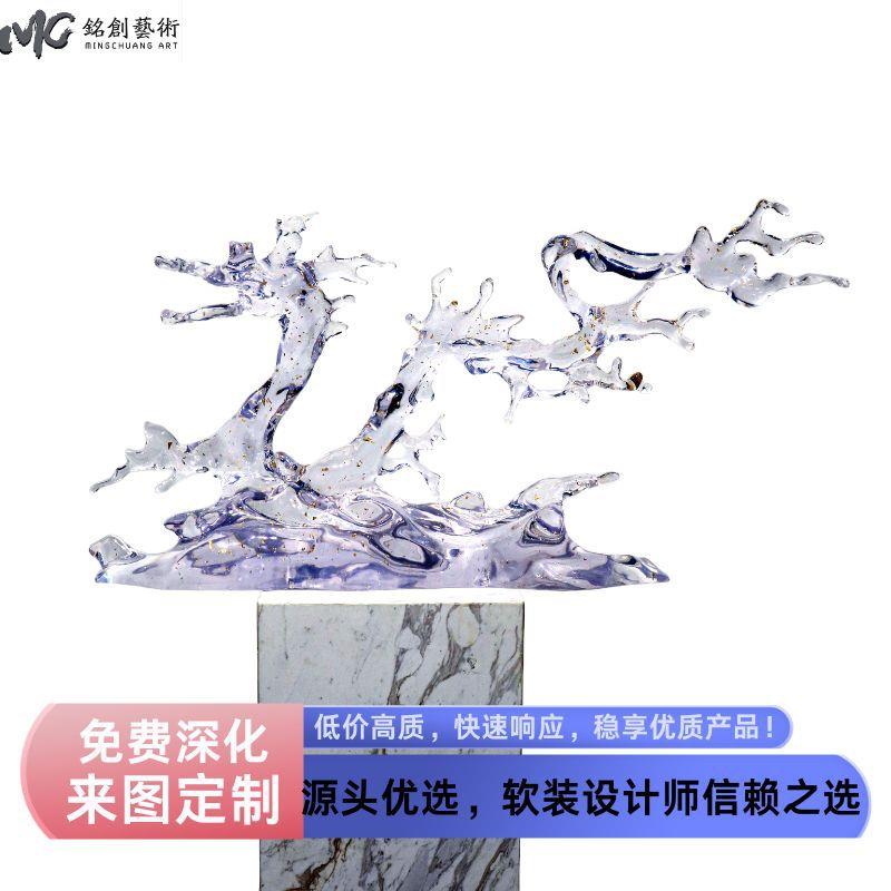 酒店大堂轻奢透明水花树脂摆件售楼处样板间落地雕塑软装饰艺术品